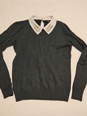 Milano Embellished Collar Sweater - Dark Green